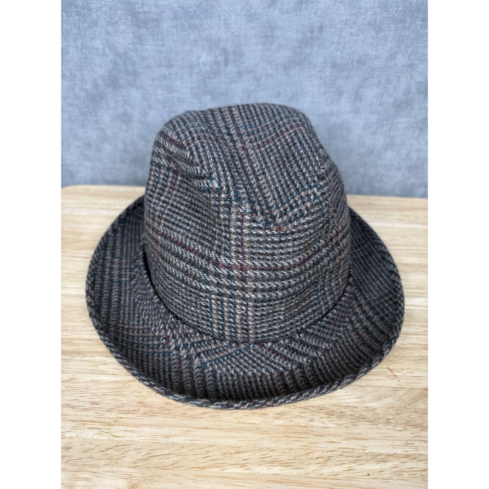 Vintage Stetson Plaid Wool Fedora Hat USA Size 7 1/4 Union Made Original Ticket